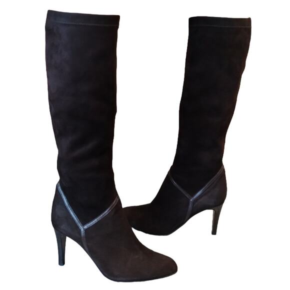Cole Haan Soft Tall High Heels Brown Boots Suede Stiletto Pointy toe Size 10.5 - Picture 1 of 15
